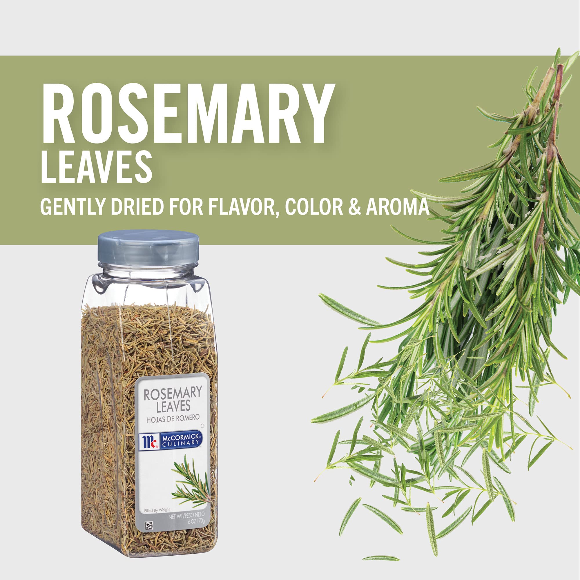McCormick Culinary Rosemary Leaves with olive oil on a roasting tray fills the kitchen.
