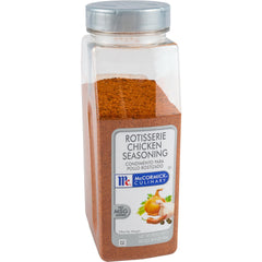 McCormick Culinary Rotisserie Chicken Seasoning bottle front promises authentic slow-roasted flavor