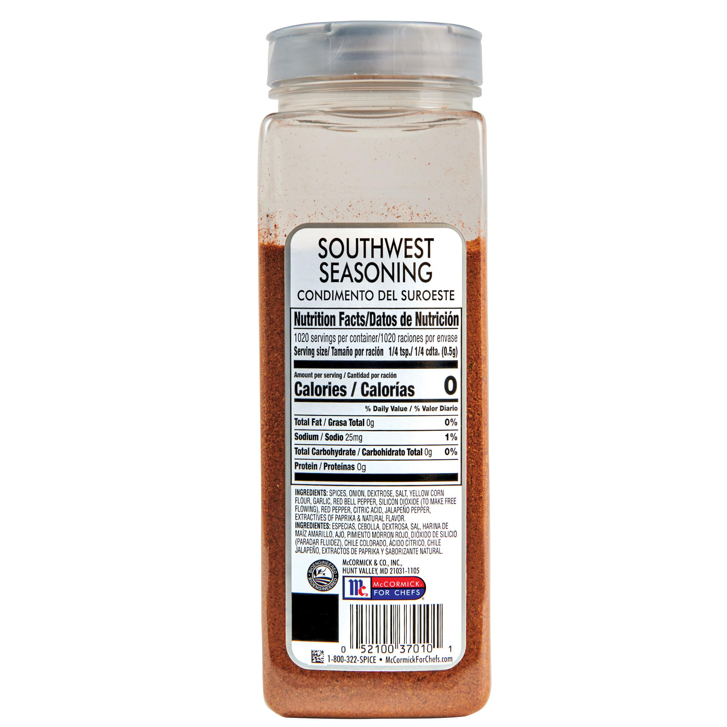 McCormick Culinary Southwest Seasoning pour angle shows bold aroma ideal for grilling.