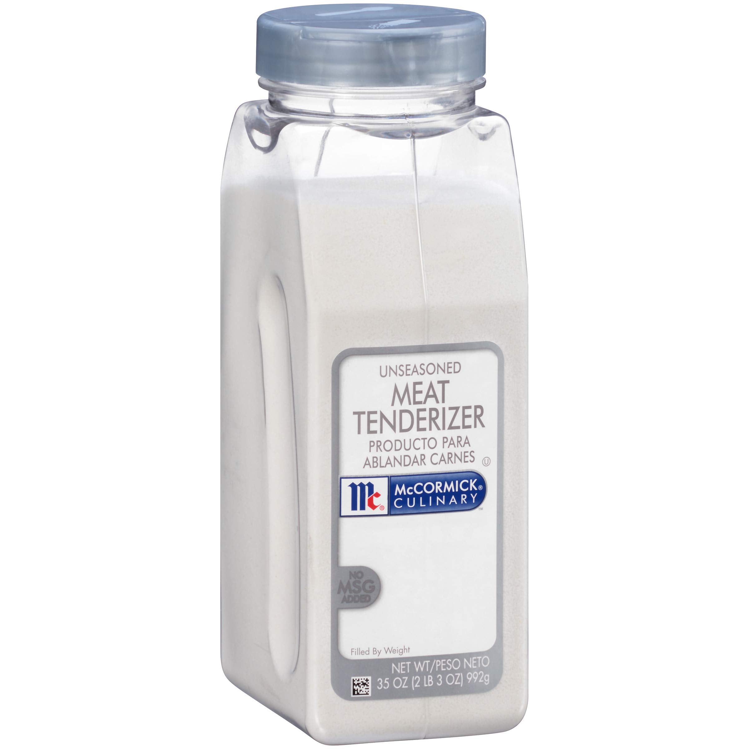 McCormick Culinary Unseasoned Meat Tenderizer bottle pour for even tenderness