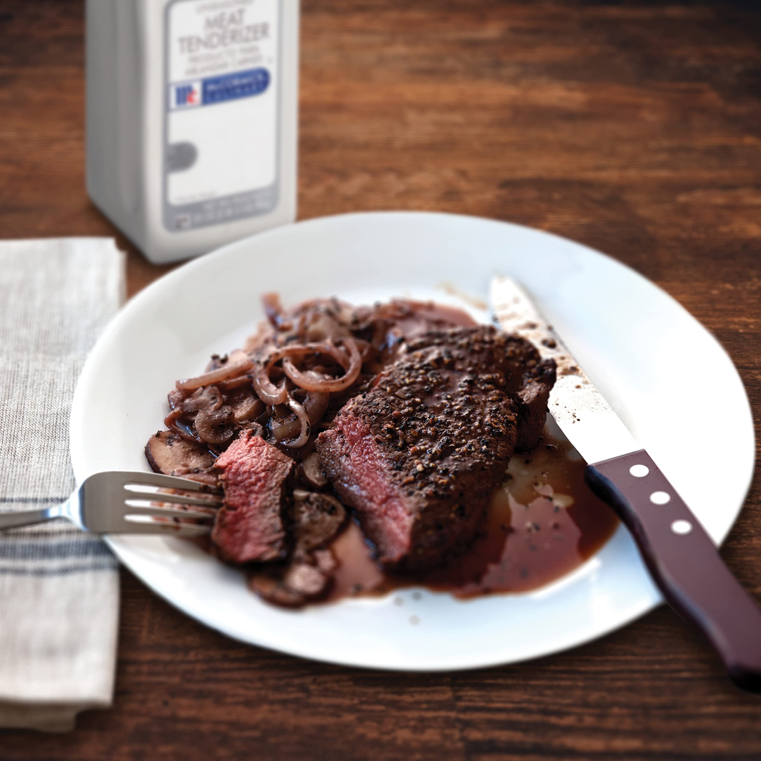 McCormick Culinary Unseasoned Meat Tenderizer on beef brisket during prep