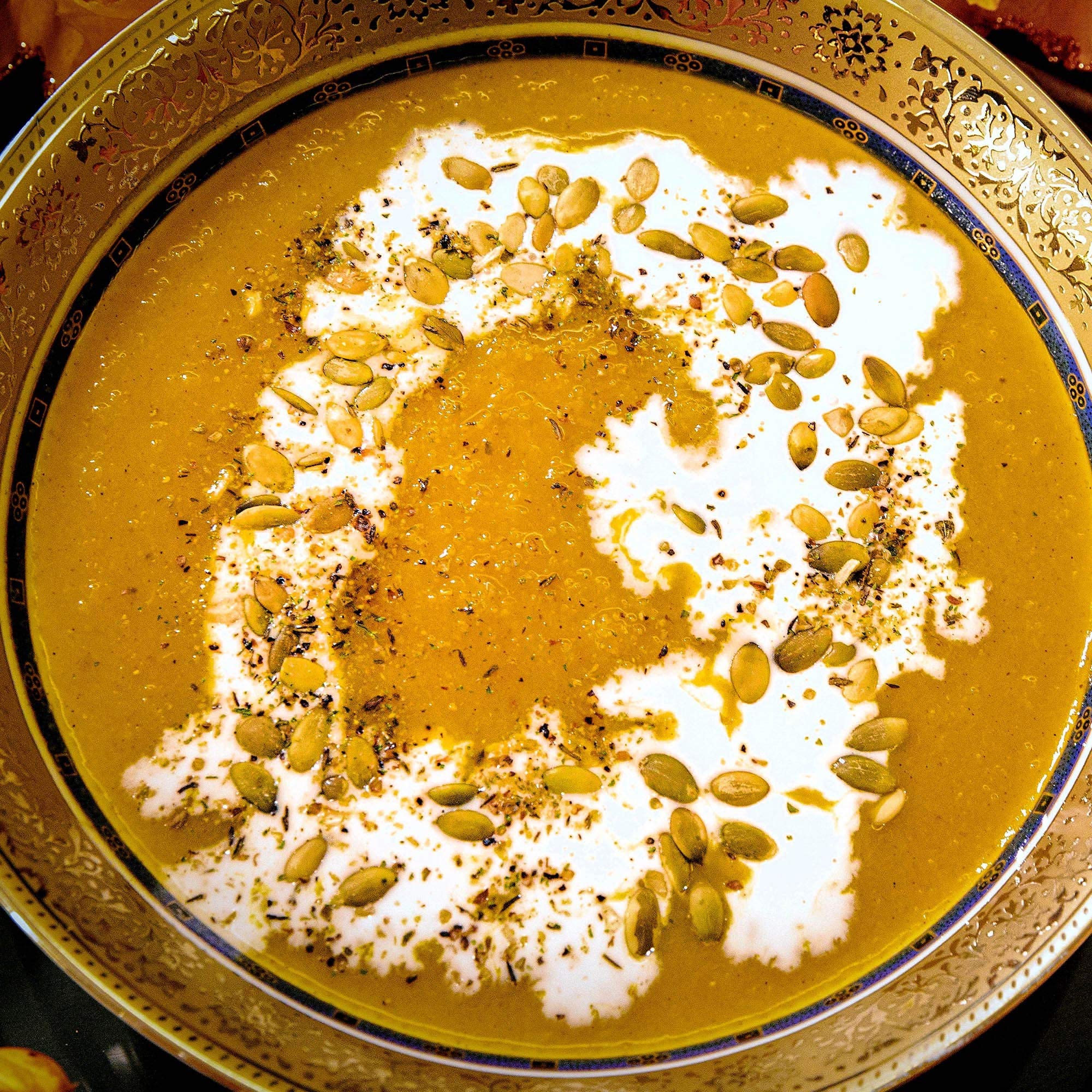 Hummus with curry powder added for a savory twist.