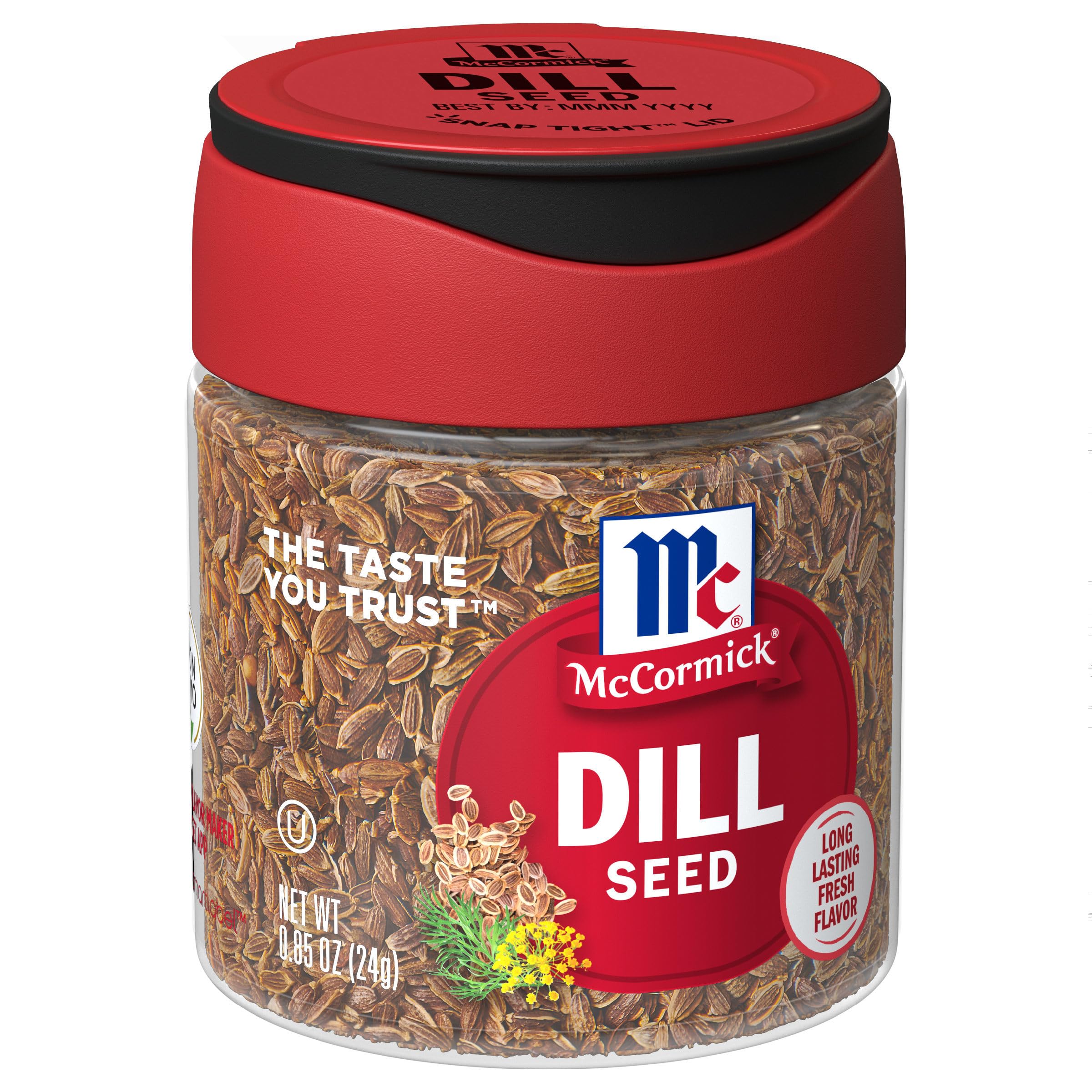 McCormick Dill Seed bottle showing seeds for pickles and seafood