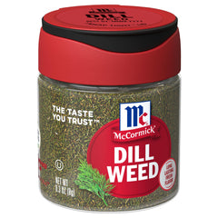 McCormick Dill Weed bottle with fresh aroma, ideal for poultry and fish.