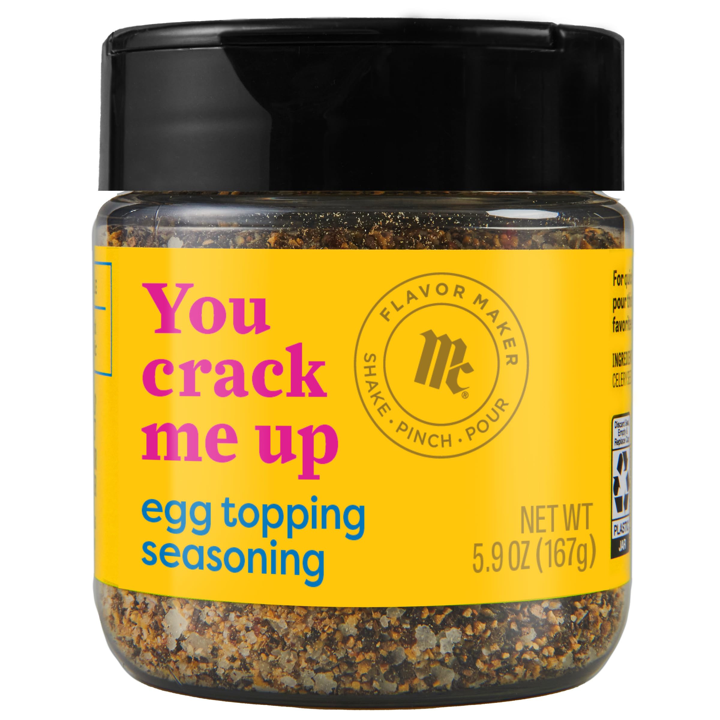 McCormick Egg Topping Seasoning bottle pouring for an easy flavor boost on eggs