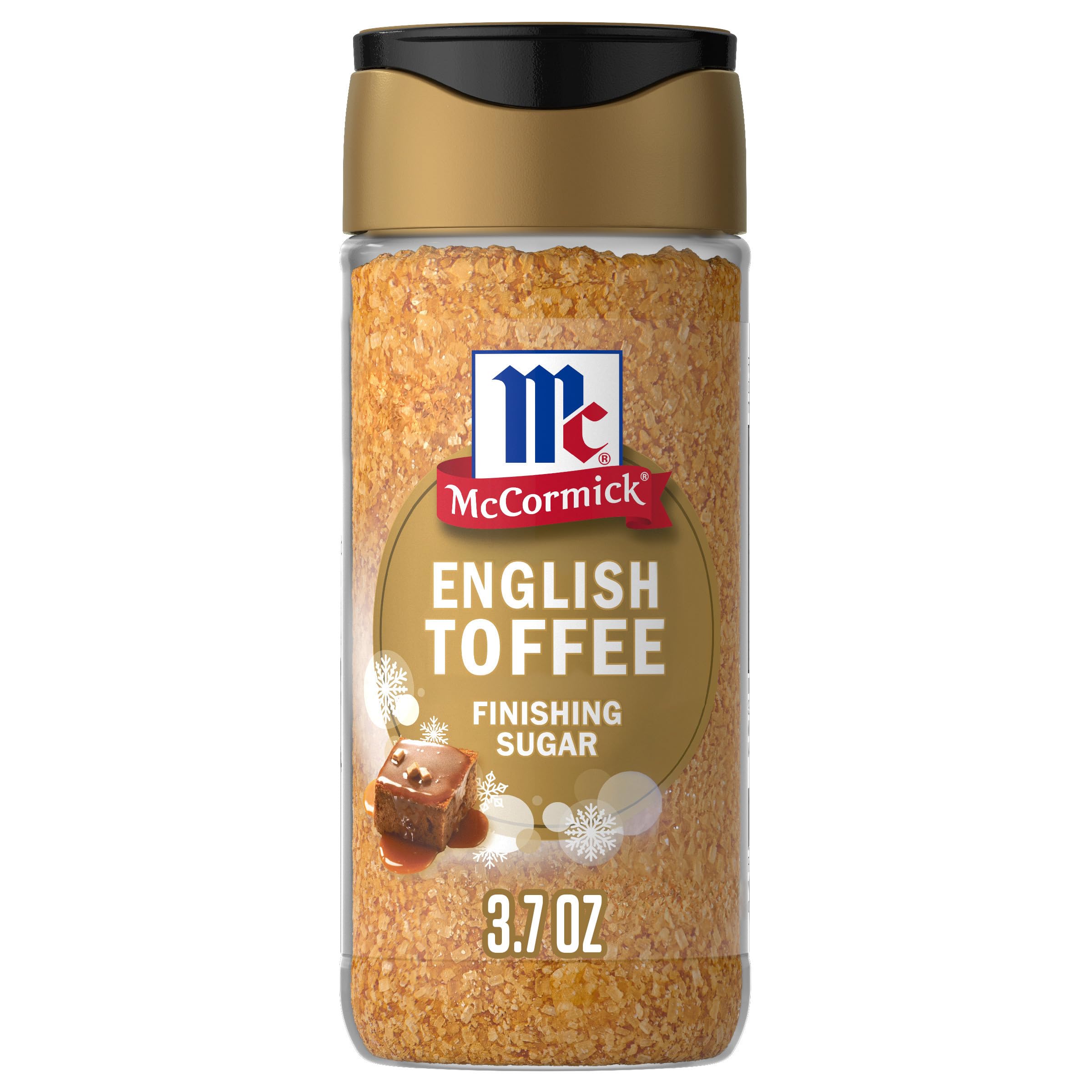 McCormick English Toffee Finishing Sugar bottle showcases rich holiday flavor for desserts