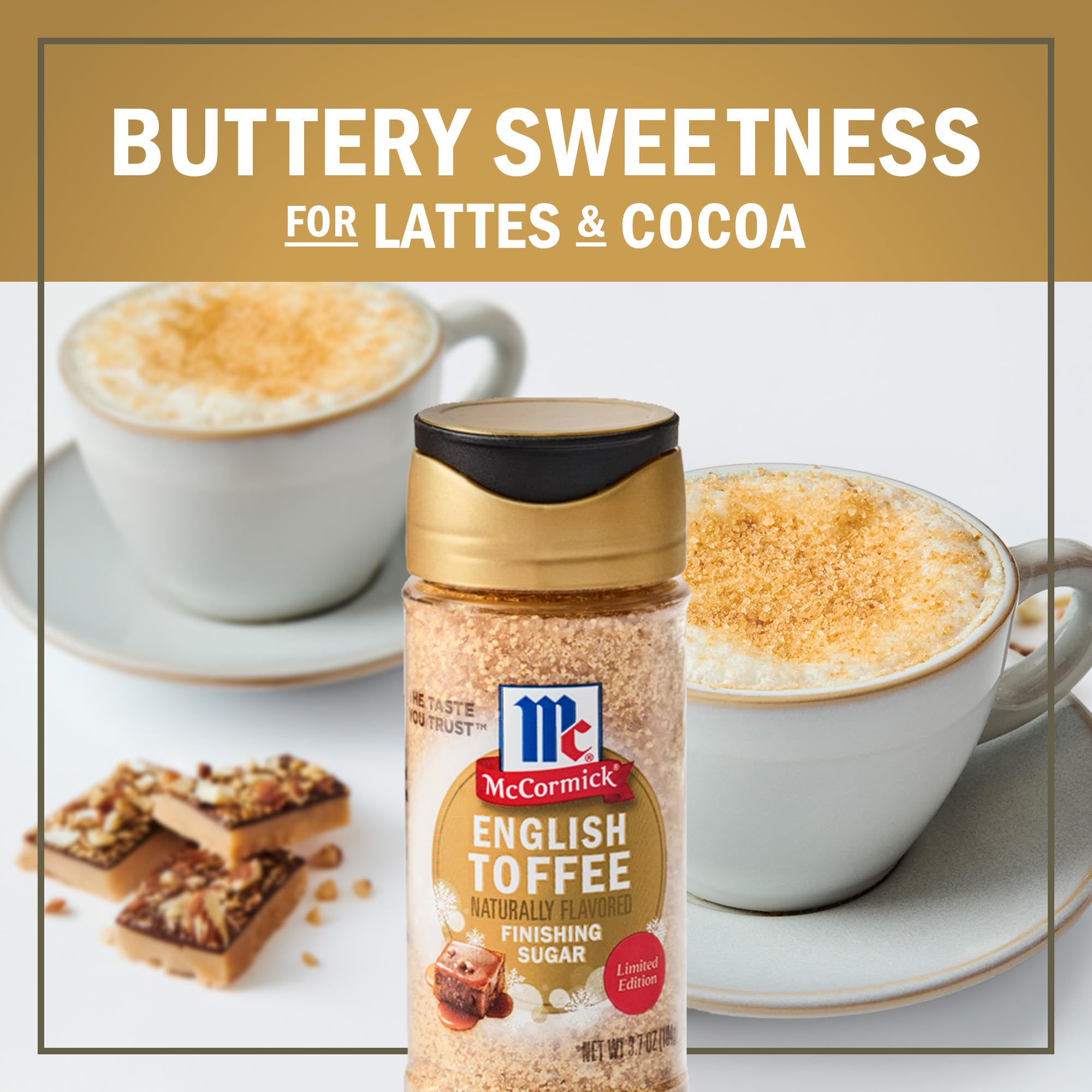 McCormick English Toffee Finishing Sugar dusts pies with warm caramel aroma