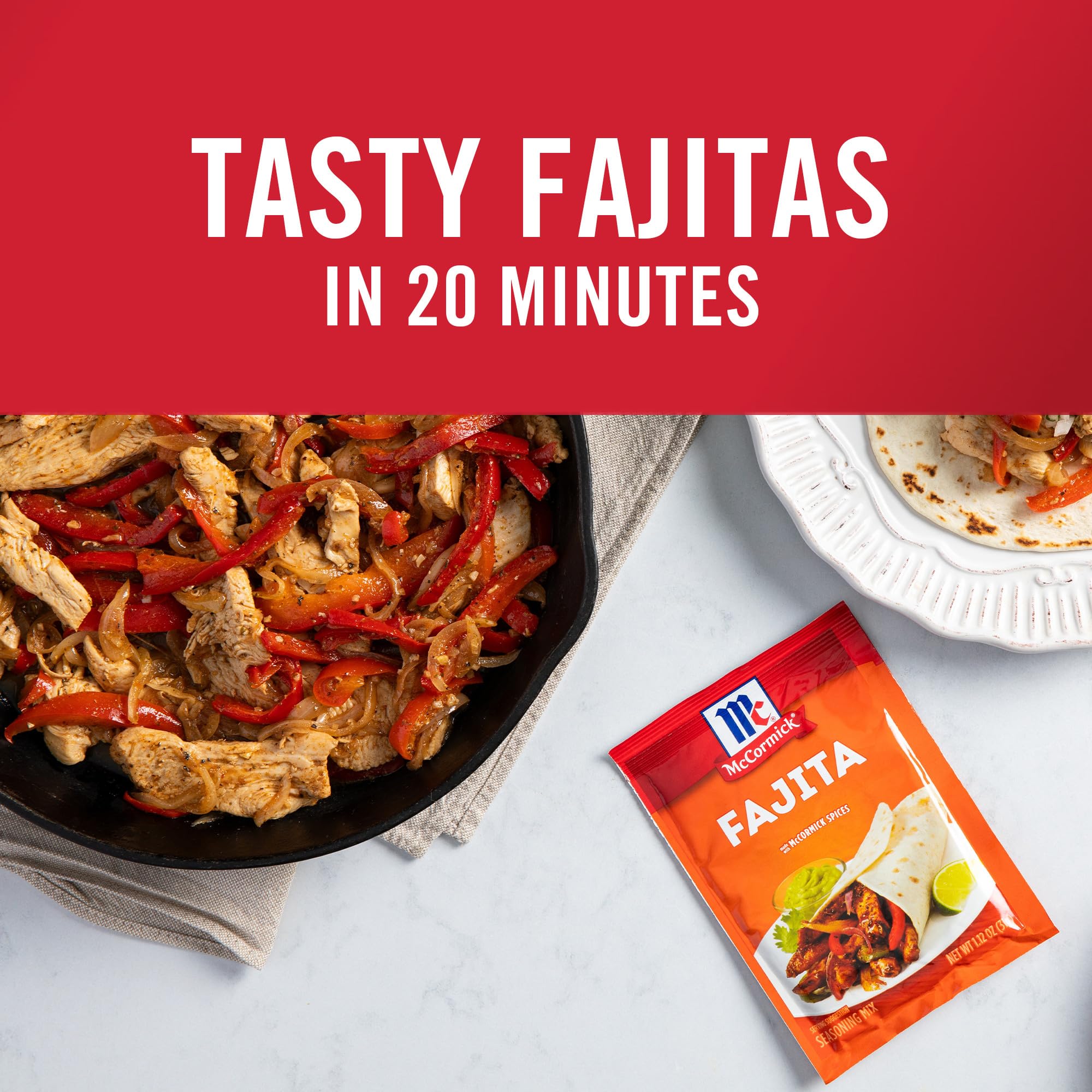 McCormick fajita beef steak strips on skillet for hearty protein option