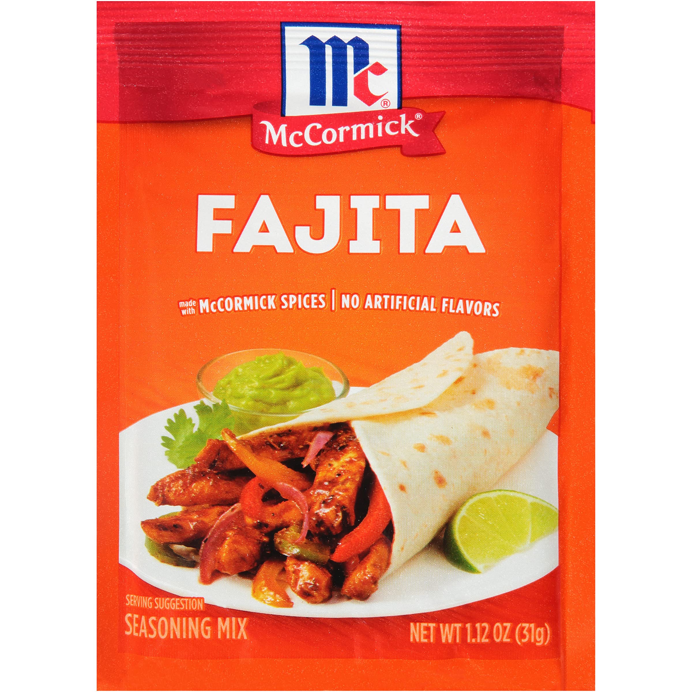 McCormick fajita seasoning mix in sizzling pan evokes restaurant-style fajitas at home