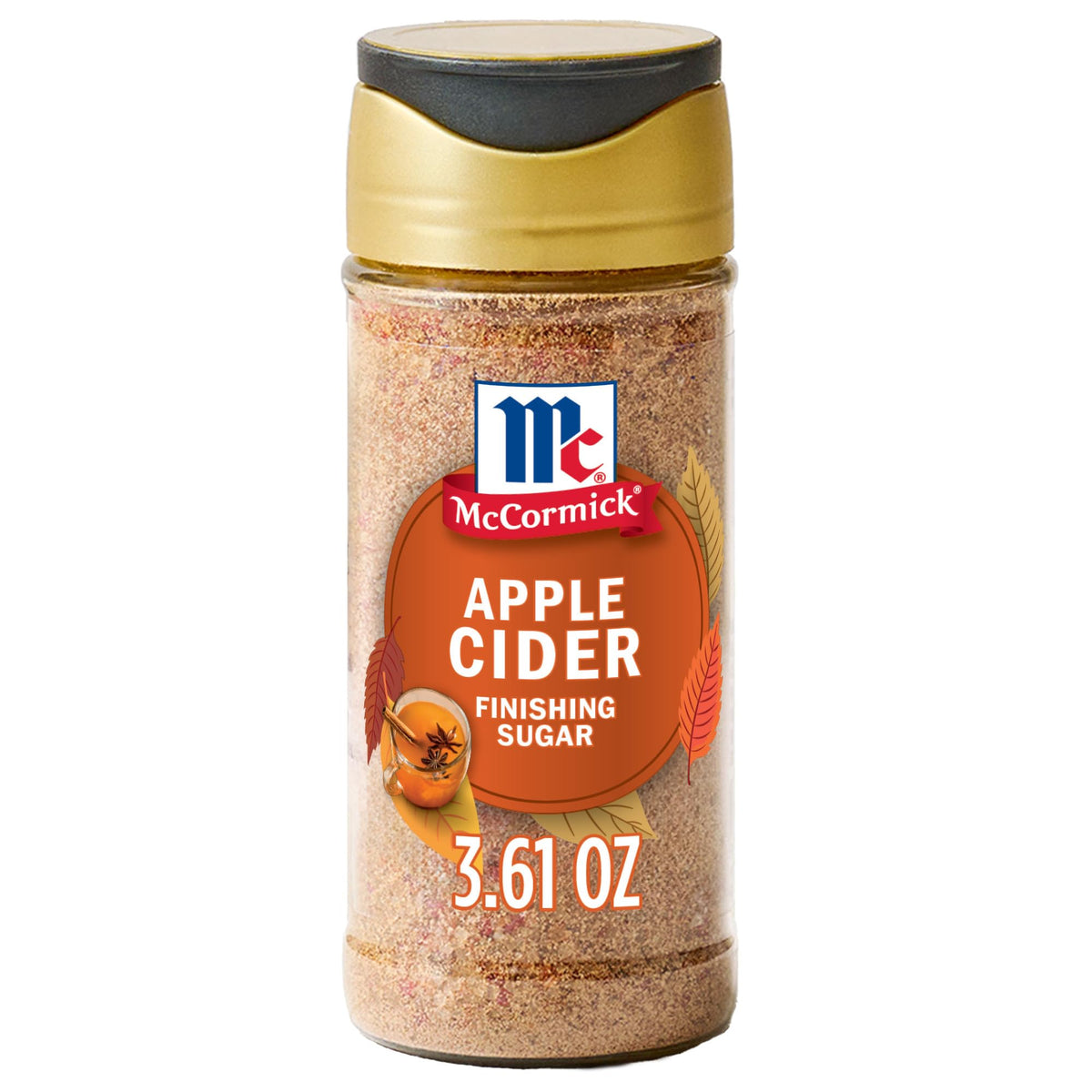 McCormick Apple Cider Finishing Sugar bottle adds fall aroma to cider