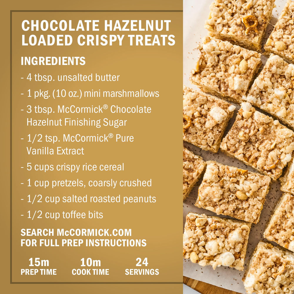 McCormick Chocolate Hazelnut Finishing Sugar stirred into lattes boosts aroma