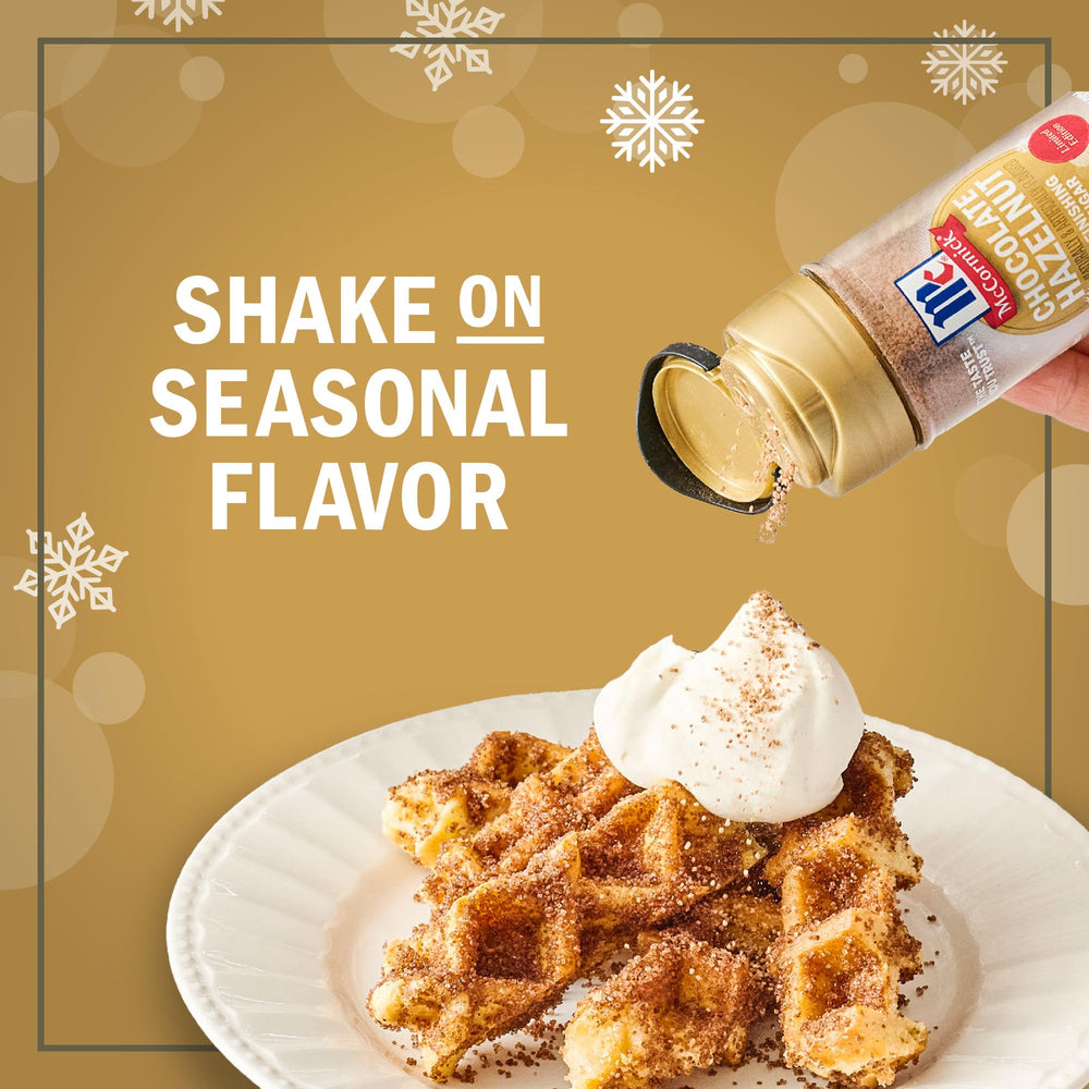 McCormick Chocolate Hazelnut Finishing Sugar on vanilla ice cream adds depth and aroma