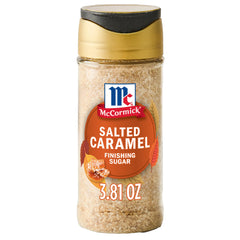 McCormick Finishing Sugar Salted Caramel bottle enhances desserts with caramel notes