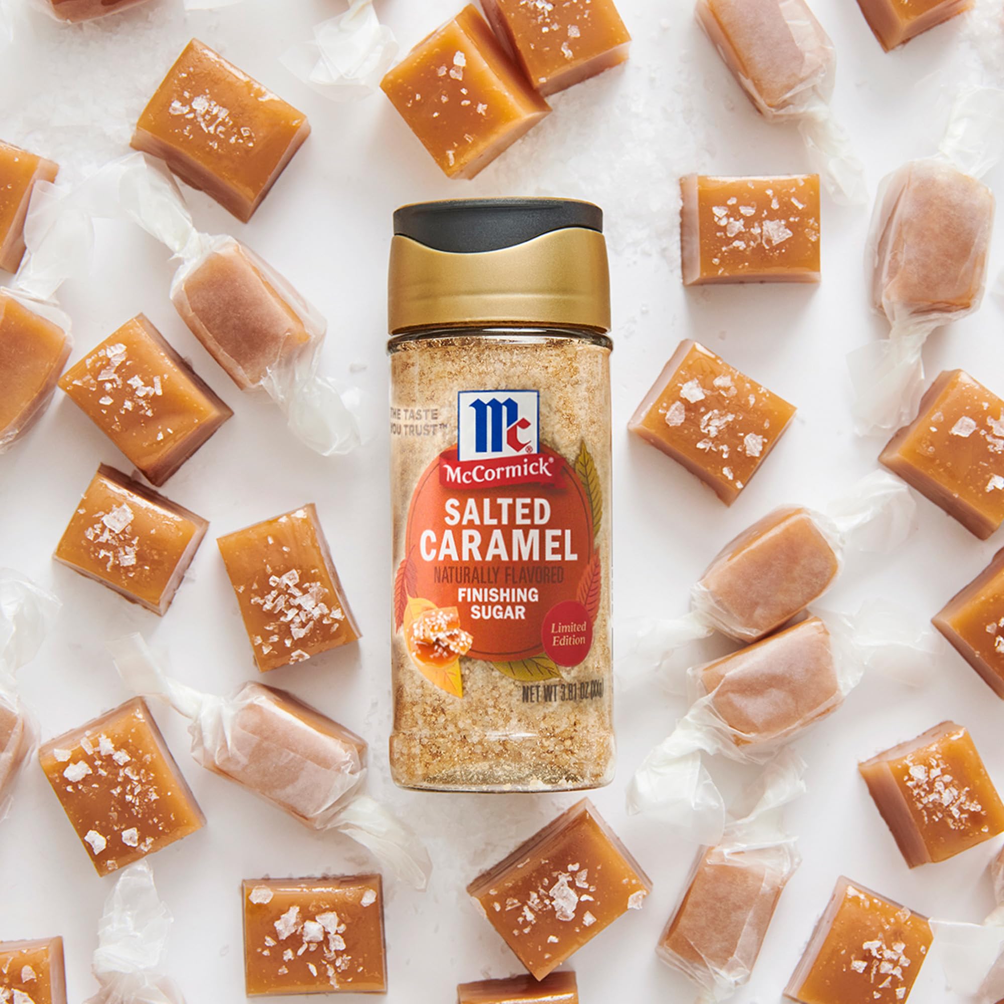 McCormick Finishing Sugar Salted Caramel sprinkled on popcorn for crunch