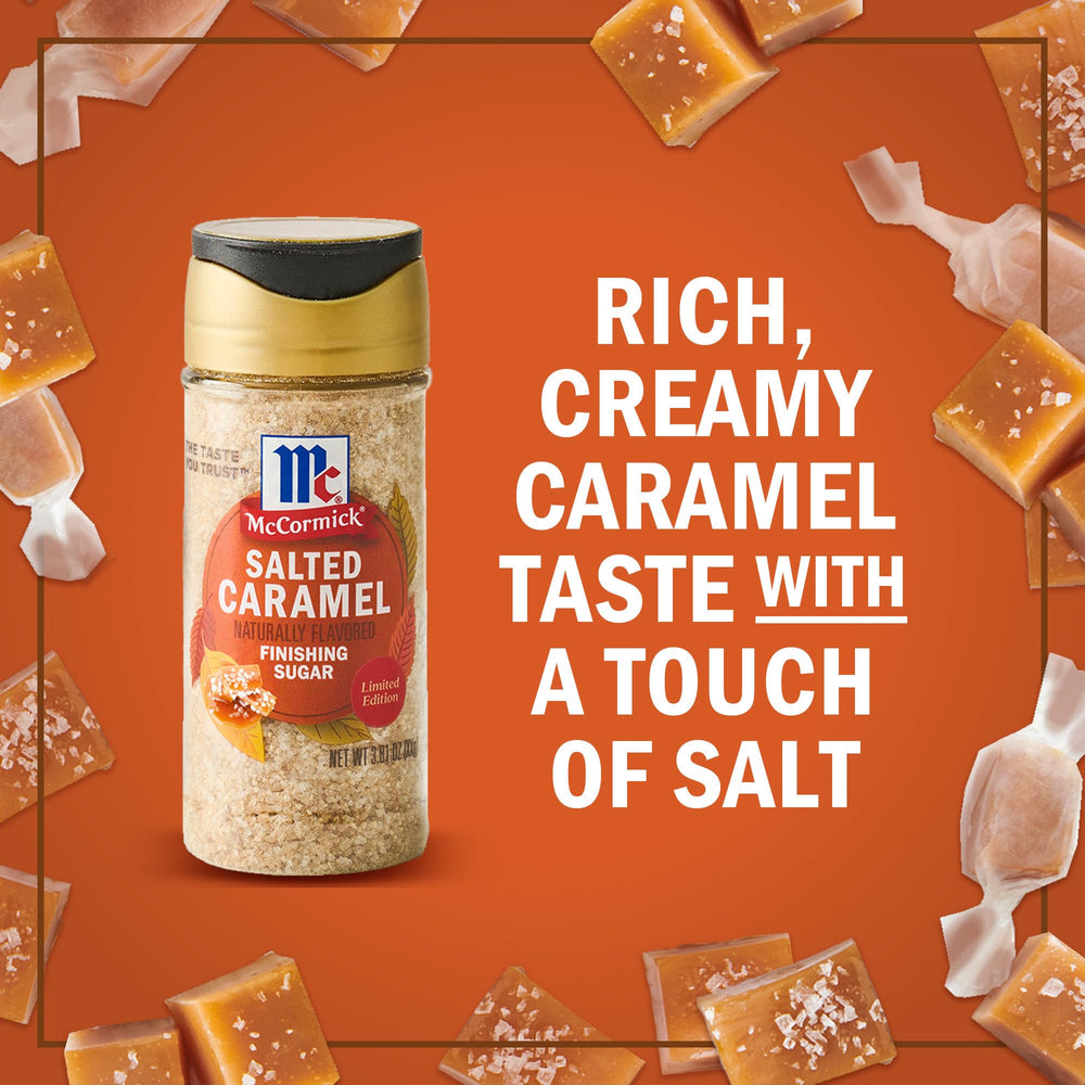 McCormick Finishing Sugar Salted Caramel whisked into whipped cream for lattes