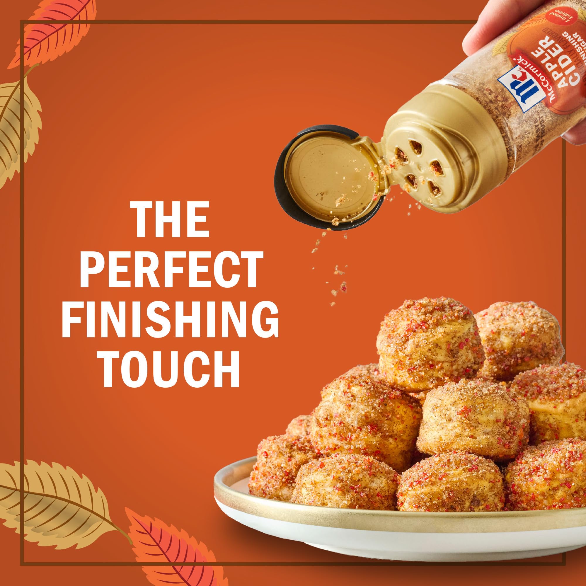 McCormick finishing sugar on vanilla frosting brightens cookies with a hint of cinnamon