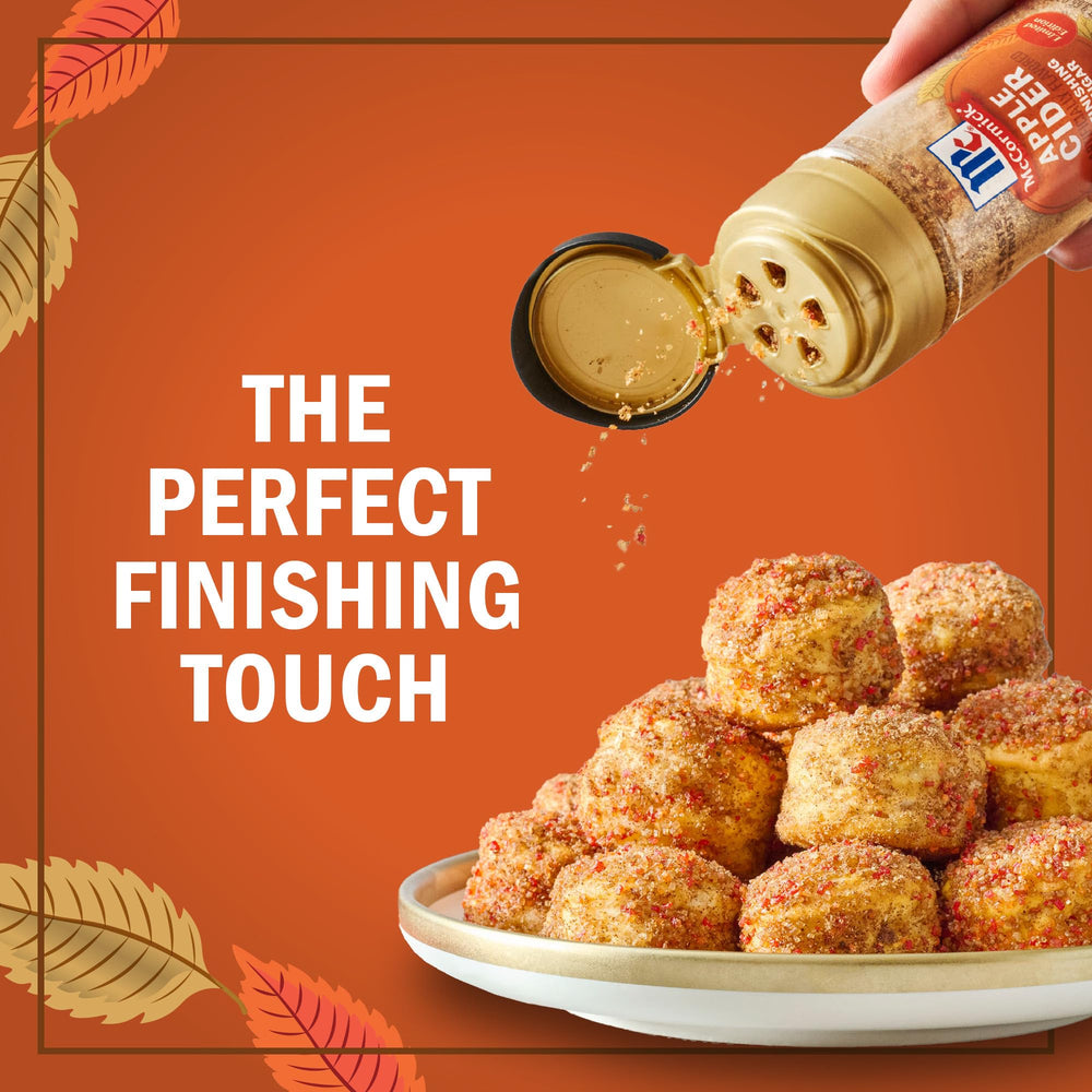 McCormick finishing sugar on vanilla frosting brightens cookies with a hint of cinnamon