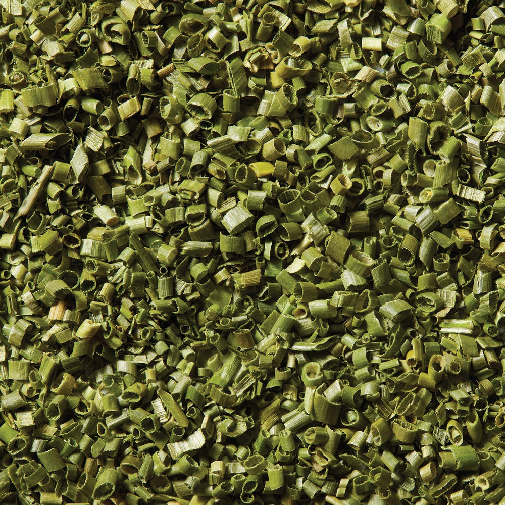 McCormick Freeze-Dried Chives packaging visible on pantry shelf.