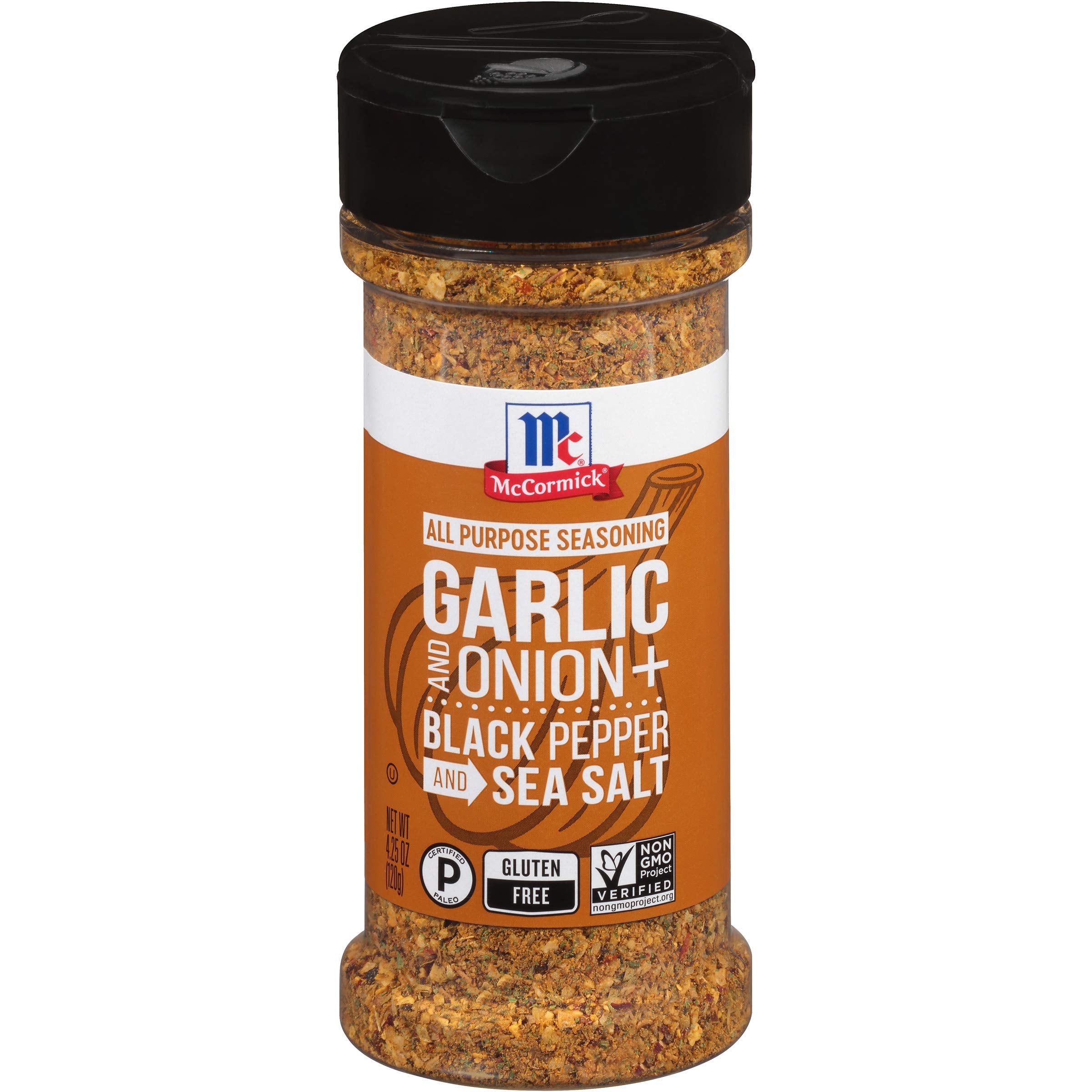 McCormick Garlic and Onion All Purpose Seasoning jar boosts beef and vegetable flavor.