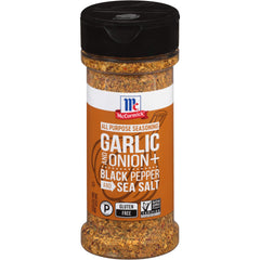 McCormick Garlic and Onion All Purpose Seasoning jar boosts beef and vegetable flavor.