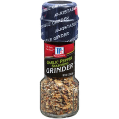 McCormick Garlic Pepper Seasoning Grinder Pack of 3, front view for convenient flavoring