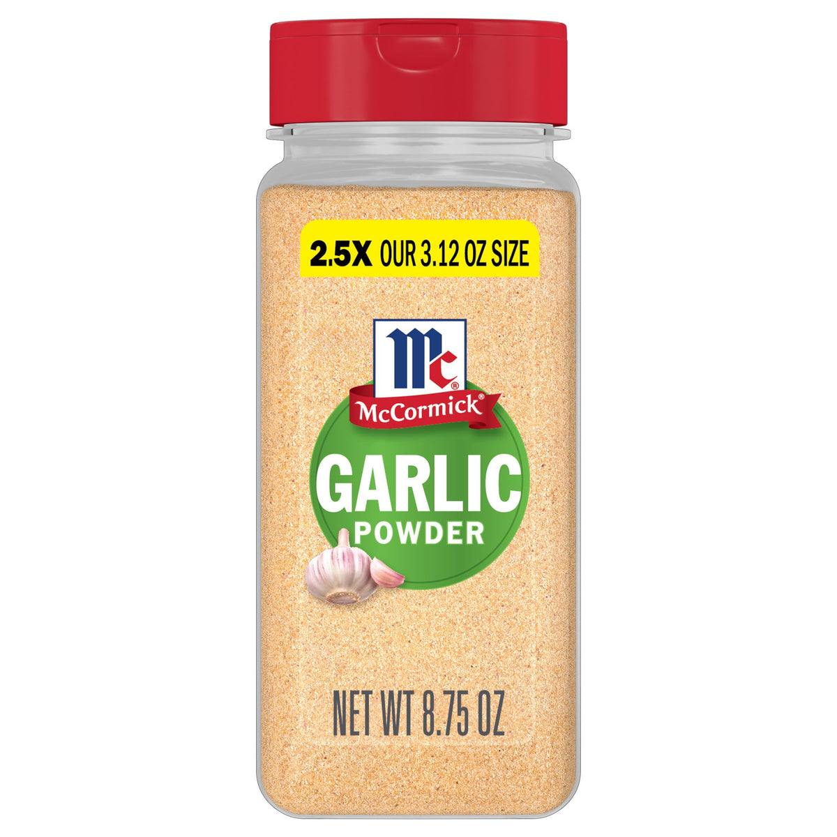 McCormick Garlic Powder bottle pour adds quick flavor to weeknight dinners.
