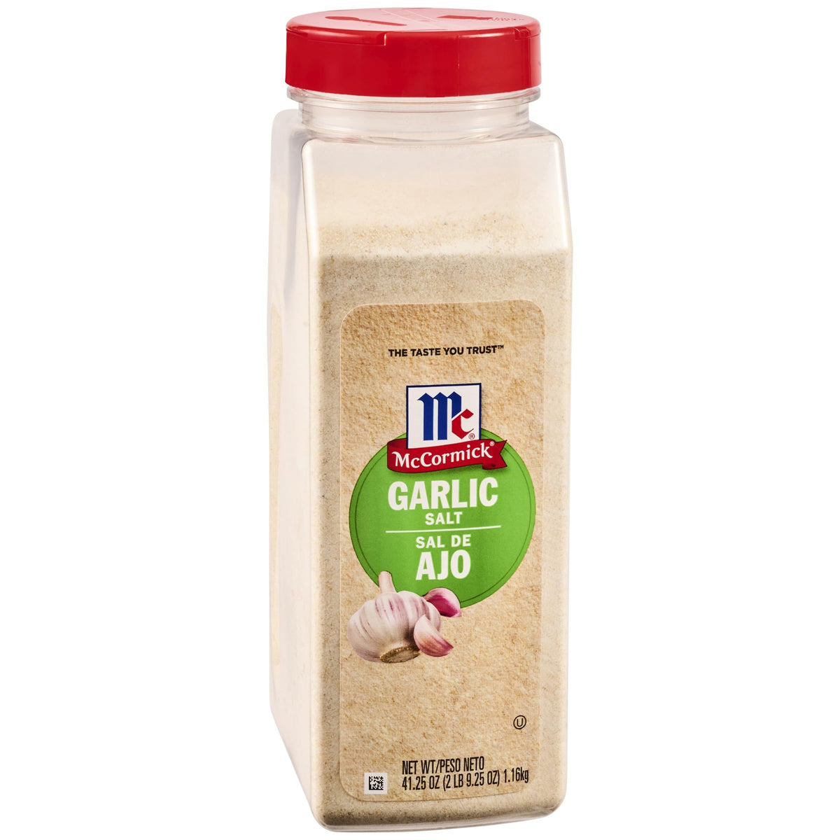 McCormick Garlic Salt bottle front view for quick all-purpose seasoning.