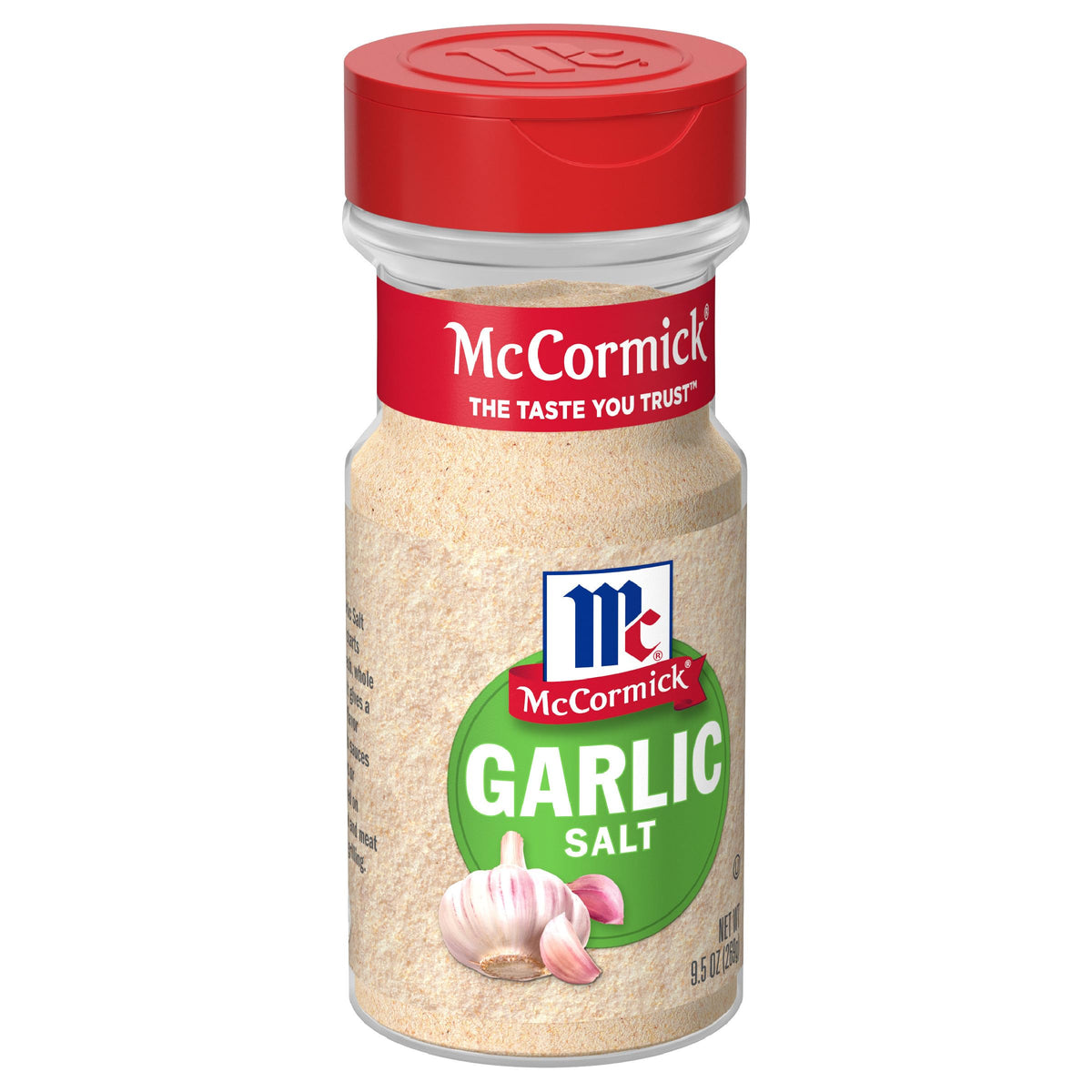 McCormick Garlic Salt jar front view, an all-purpose seasoning to boost meals.