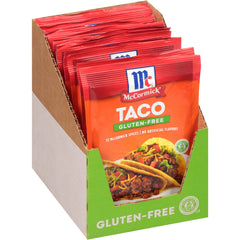 McCormick Gluten Free Taco Seasoning Mix bottle front shows bold spices for taco night