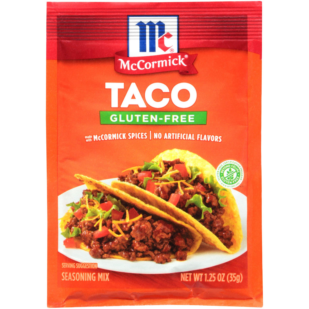 McCormick Gluten Free Taco Seasoning Mix pack shot highlights convenient 12-pack value