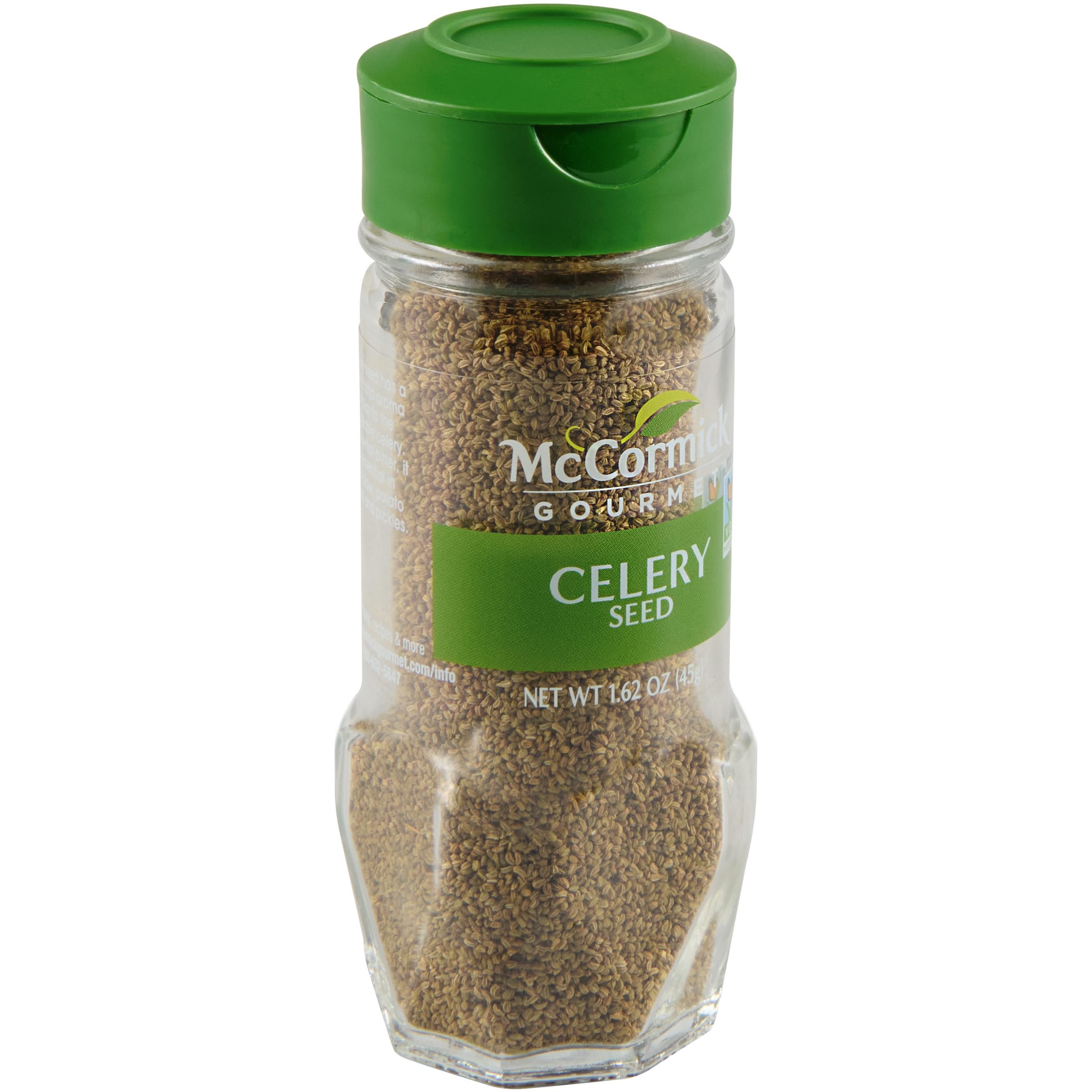 McCormick Gourmet Celery Seed bottle close-up for salads and dressings