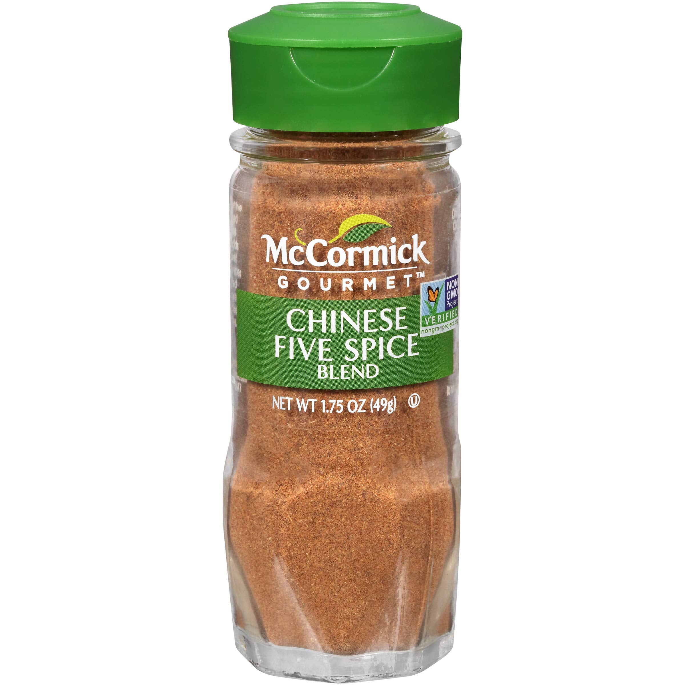 McCormick Gourmet Chinese Five Spice bottle close-up for versatile stir-fries and roasts.