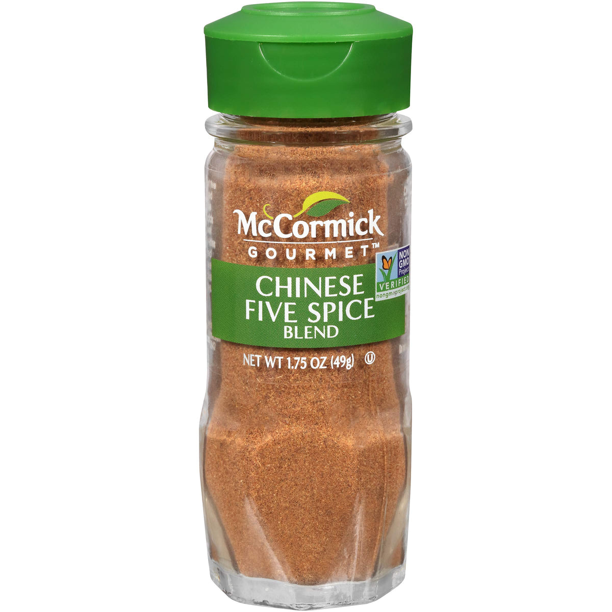 McCormick Gourmet Chinese Five Spice bottle close-up for versatile stir-fries and roasts.