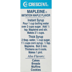 McCormick Gourmet Crescent Mapleine label closeup highlighting natural flavorings.