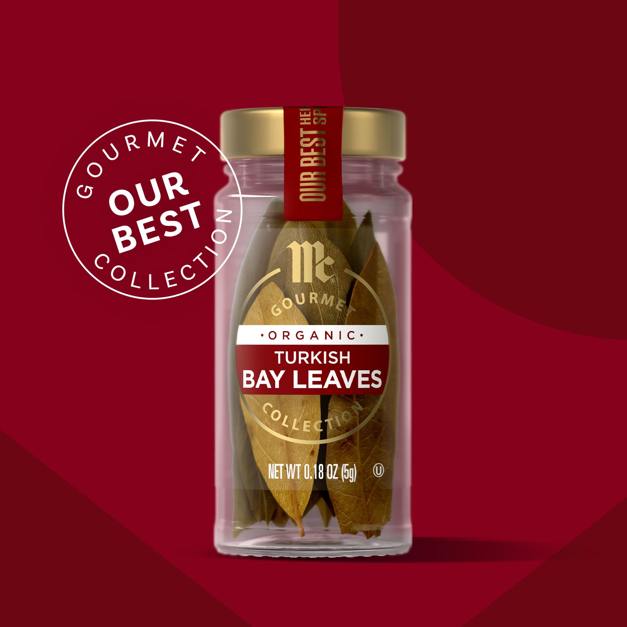McCormick Gourmet Turkish Bay Leaves dried in mason jar for long-simmering sauces