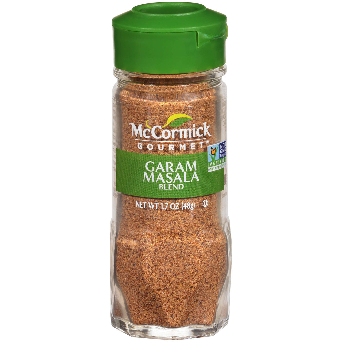 McCormick Gourmet Garam Masala bottle highlights warm, aromatic blend perfect for everyday cooking.