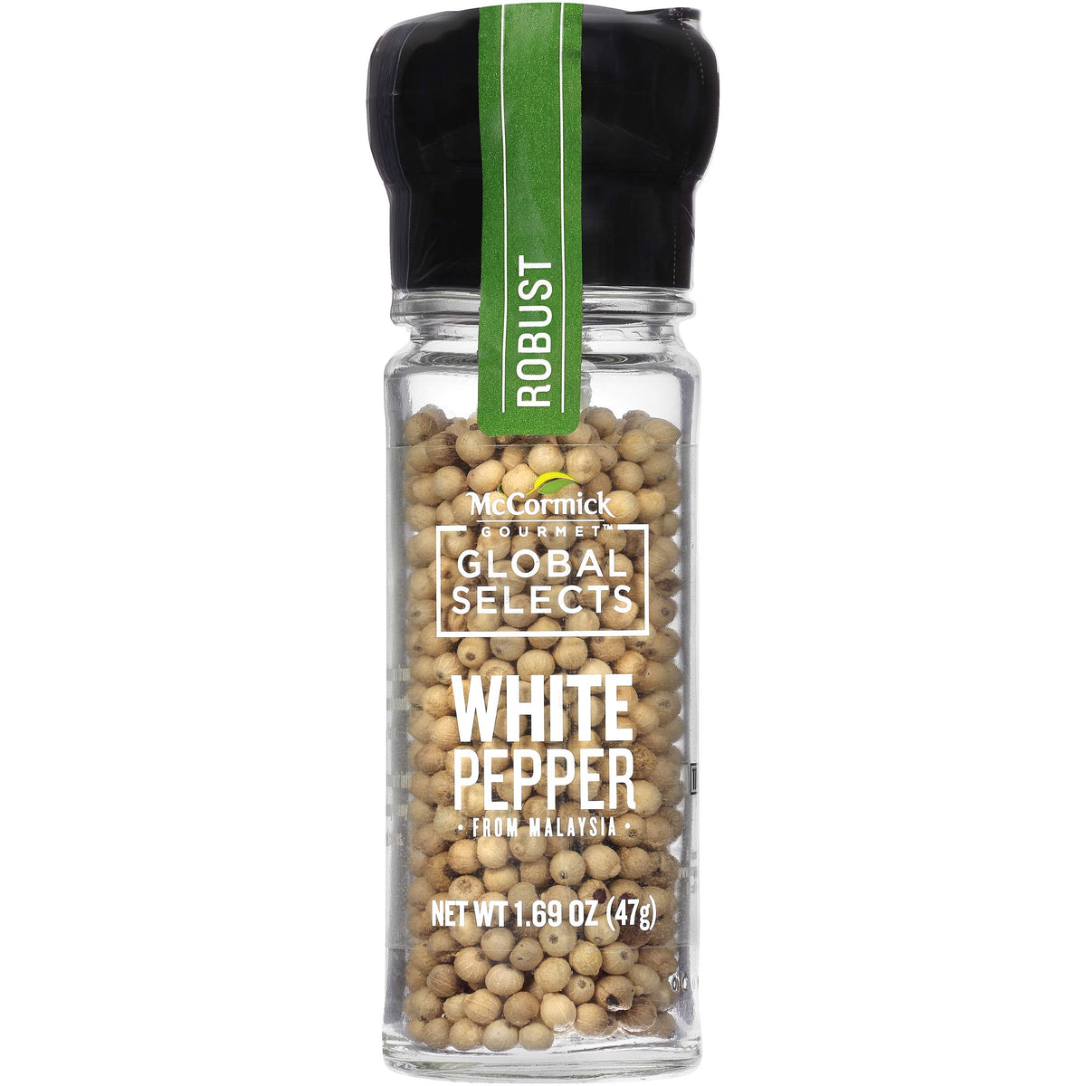 McCormick Gourmet White Pepper jar shows smooth earthy flavor for light dishes