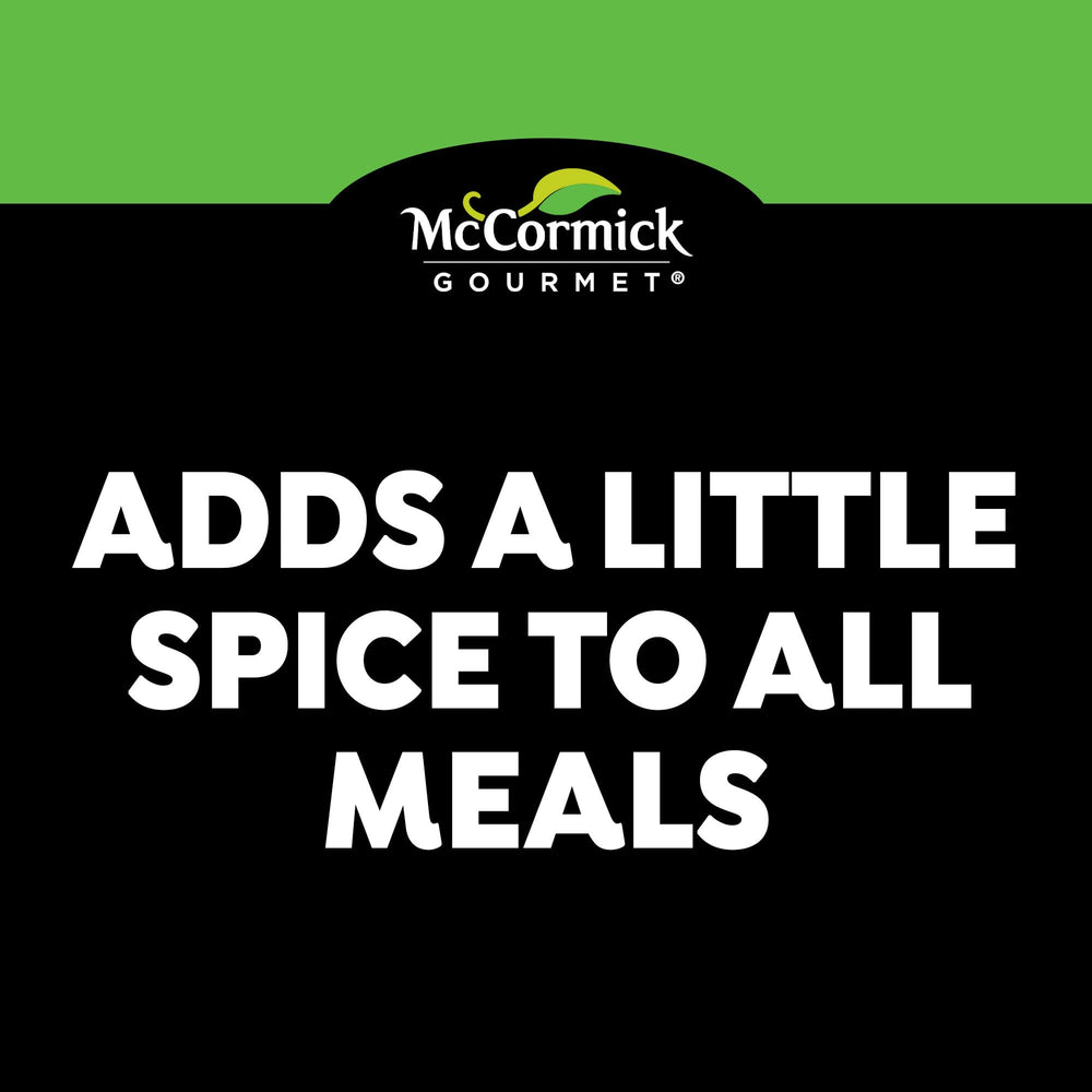 McCormick Gourmet green peppercorn sauce mix closeup with creamy drizzle finish.