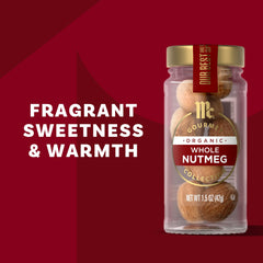 McCormick Gourmet Nutmeg ground in bowl for warm desserts