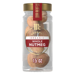 McCormick Gourmet Nutmeg whole organic on a kitchen counter for fresh aroma