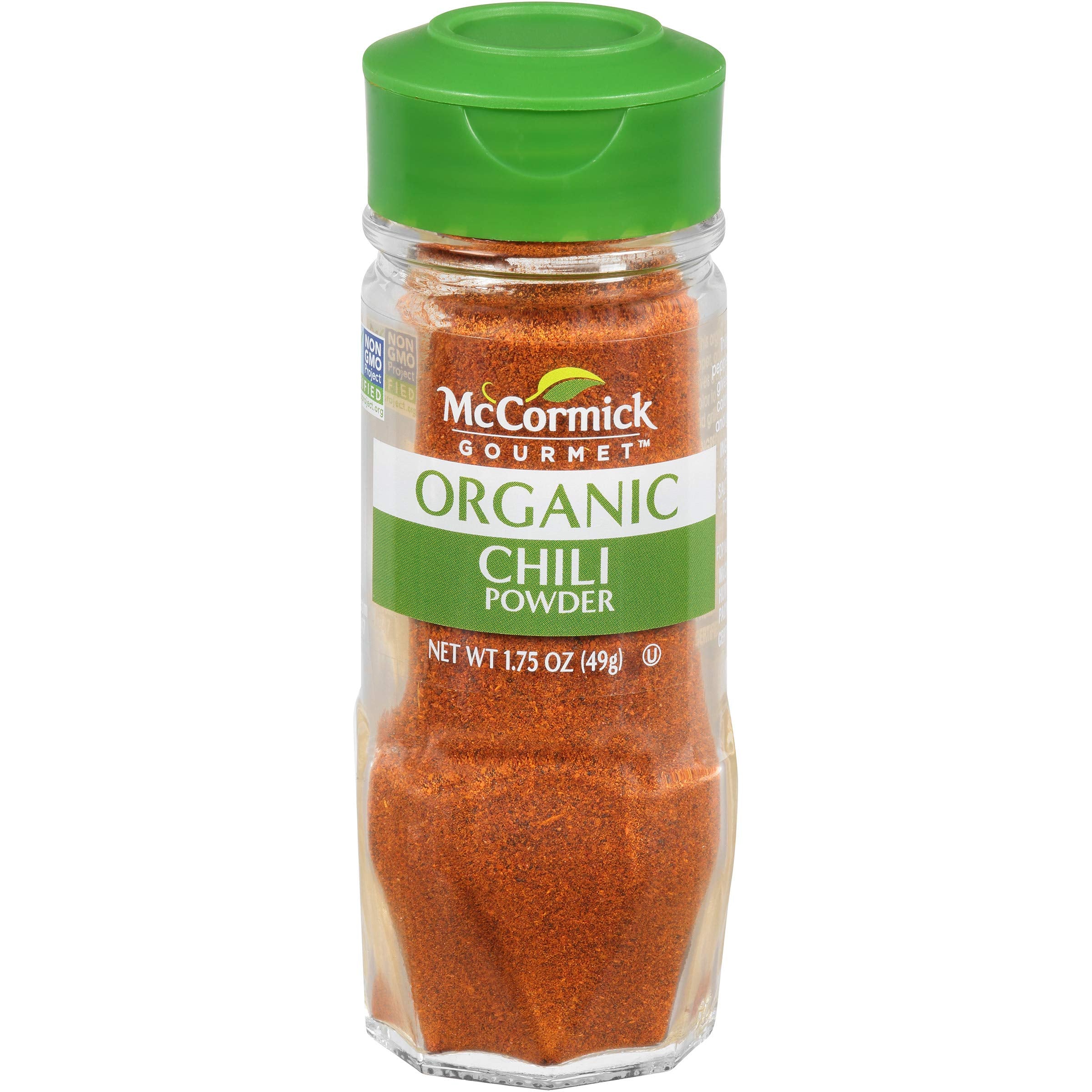 McCormick Gourmet Organic Chili Powder jar front highlighting bold color for tacos