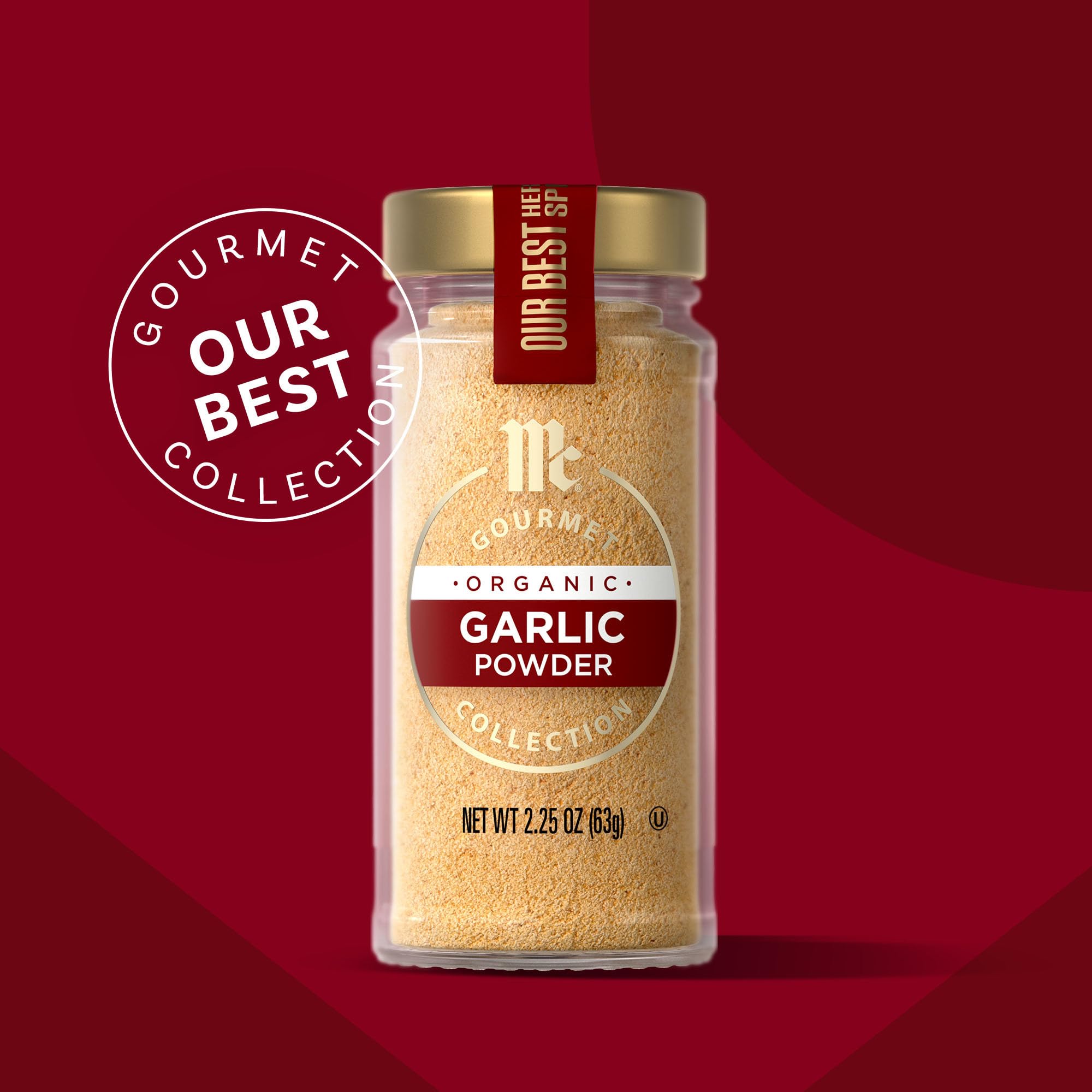 McCormick Gourmet Organic Garlic Powder texture closeup for even distribution.
