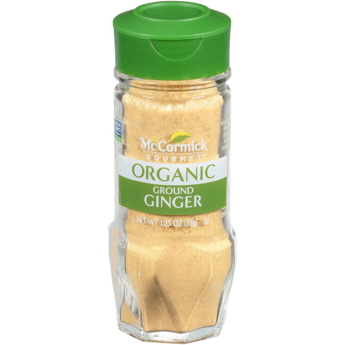 McCormick Gourmet Organic Ground Ginger being poured, enhancing flavor with warm spice.