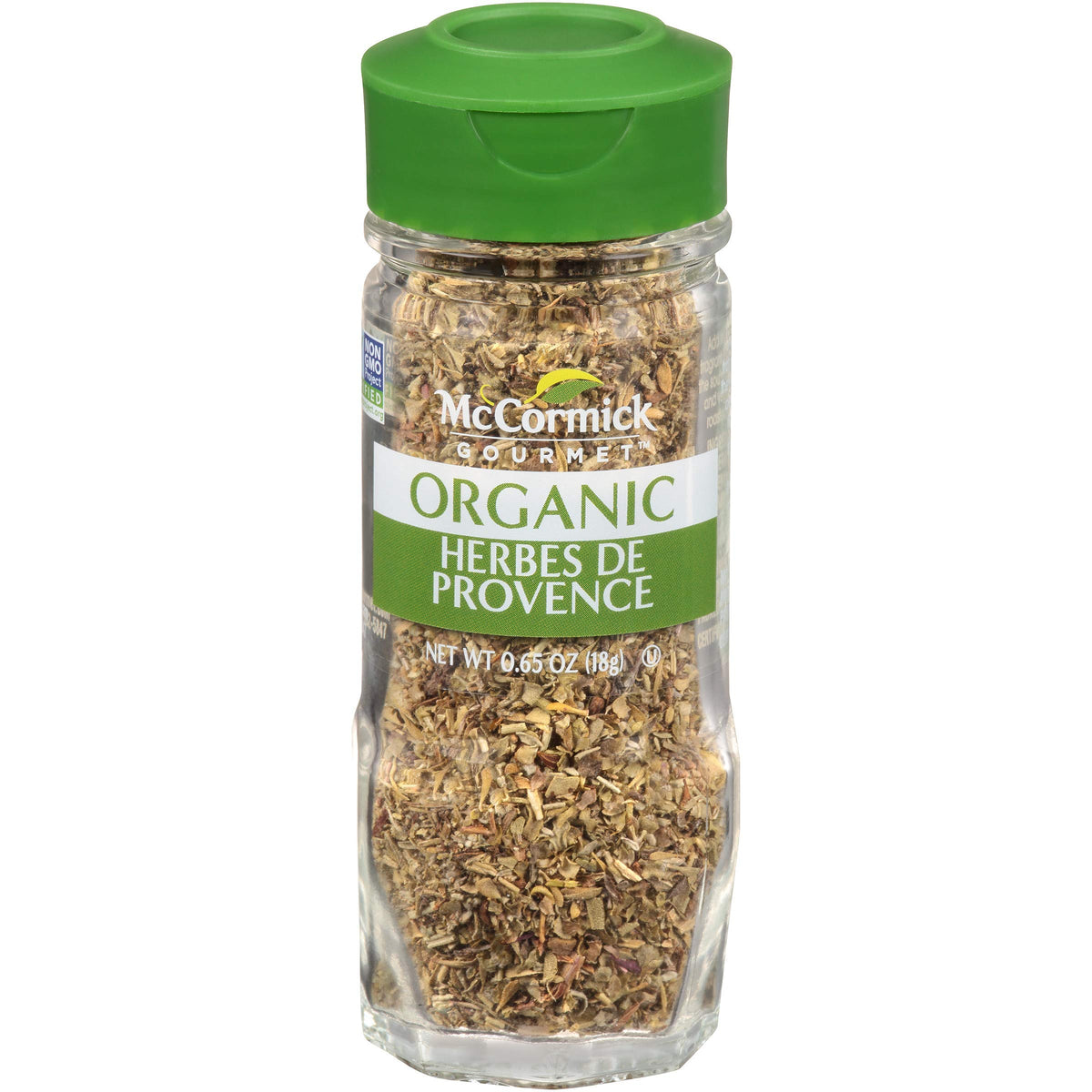 McCormick Gourmet Organic Herbes de Provence bottle adds Provencal aroma to roasted meats.