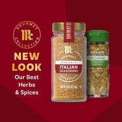 McCormick Gourmet Organic Italian Seasoning jar showing premium spice blend