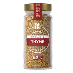McCormick Gourmet Organic Thyme bottle front view for seasoning
