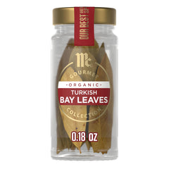 McCormick Gourmet Organic Turkish Bay Leaves in jar for quick seasoning