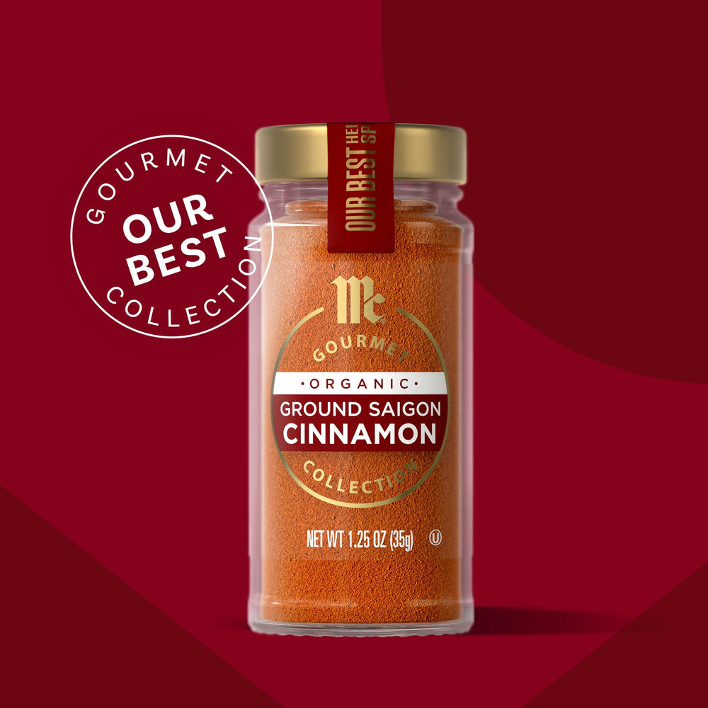 McCormick Gourmet Saigon Cinnamon spice scoop emphasizes versatility