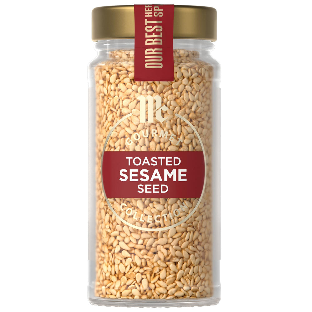 McCormick Gourmet Toasted Sesame Seed bottle pour for richer stir-fries