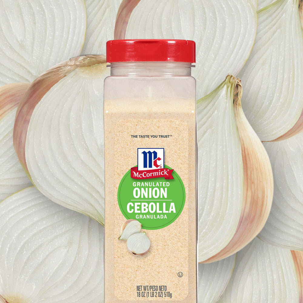 Measuring spoon with McCormick Granulated Onion ready to use